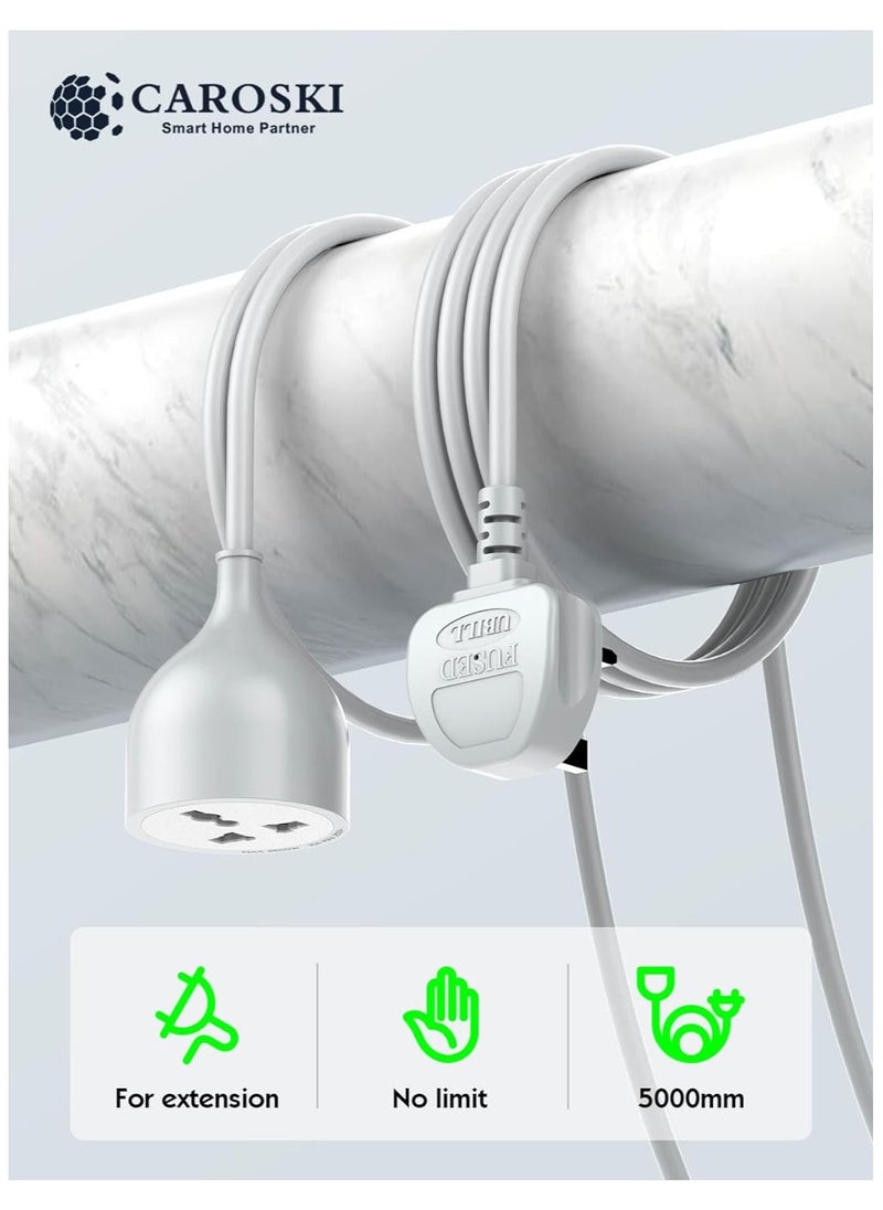 CAROSKI - 1 Way 5M Power Extension Cord - 2500W Single Socket Universal Outlet Cable Extender - Ideal for Extension Cable Tasks - Versatile Power Strip for Home and Office - Image 1