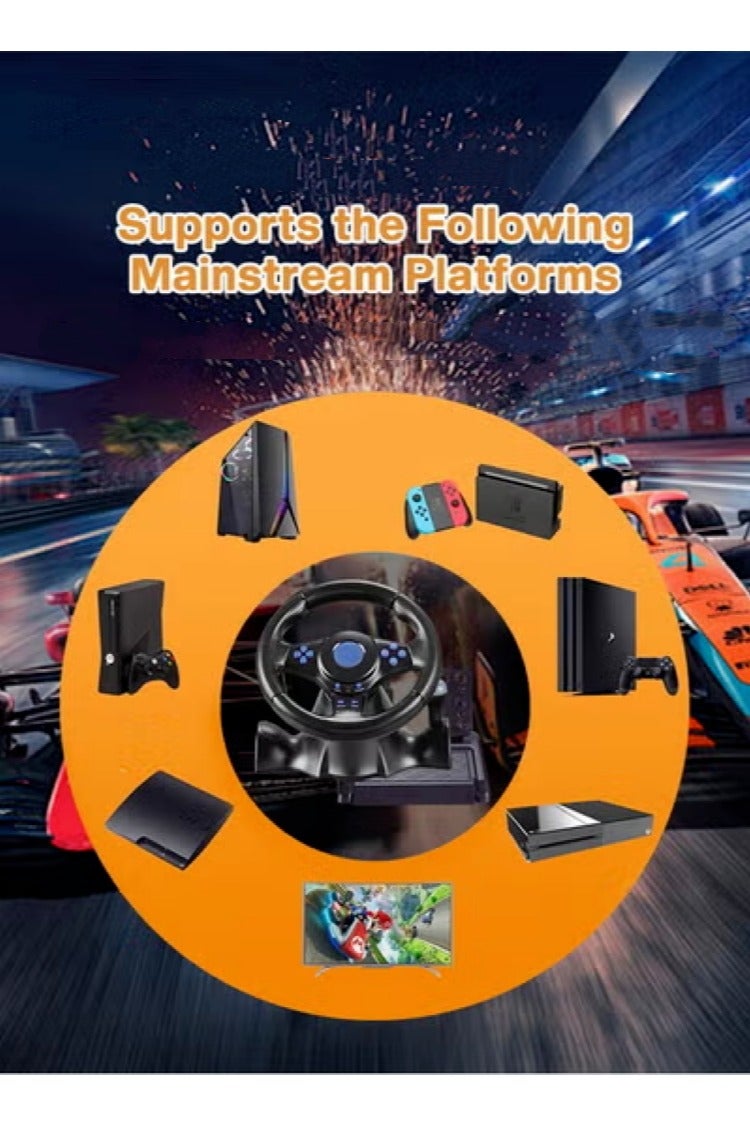 7-in-1 Game Racing Steering Wheel and Pedals for Switch/ps4/ps3/pc/Xbox 360/Xbox One/Android, 180 Degree Driving Force Sim Game Steering Wheel, Responsive Driving Design - Image 4