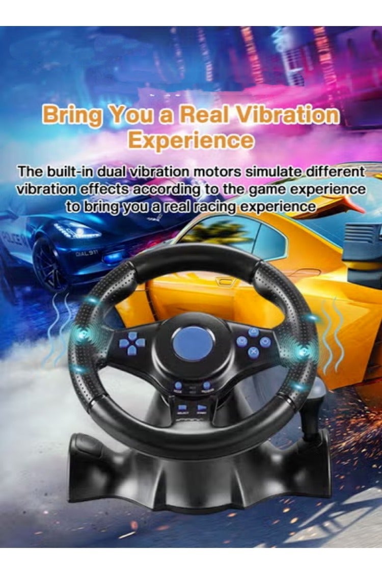 7-in-1 Game Racing Steering Wheel and Pedals for Switch/ps4/ps3/pc/Xbox 360/Xbox One/Android, 180 Degree Driving Force Sim Game Steering Wheel, Responsive Driving Design - Image 5