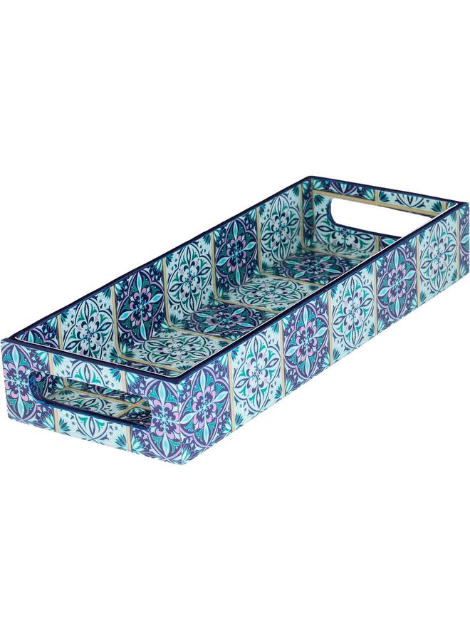 السيف  طبق تقديم خشبي مستطيل مقاس 13 × 5 × 2 سم باللون الأزرق - Image 4