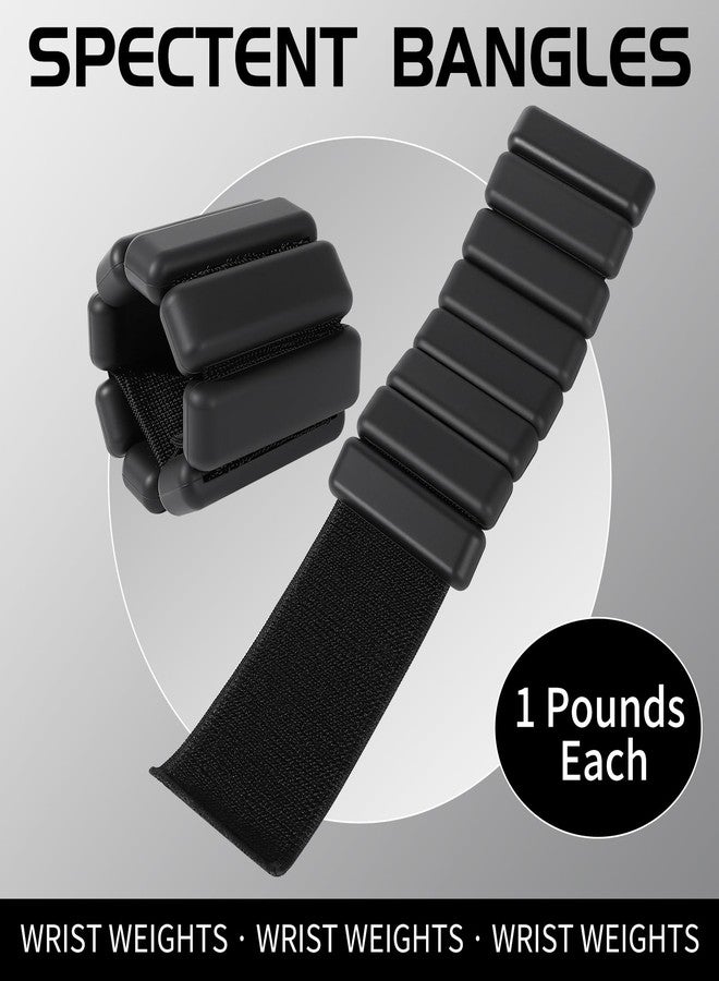 Spectent Ankle & Wrist Weights for Women – Adjustable Silicone Wrist & Ankle Weights, Wearable Arm/Leg Set for Pilates, Yoga, Walking & Strength Training (1lbs Pair Black) - Image 2