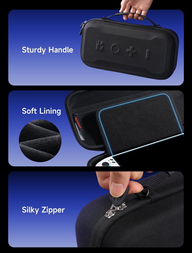 JSAUX Carrying Case for Lenovo Legion Go / Go S / Go 2, Large Capacity Hard Travel Pouch, Screen Protector Cover with Hand Grip, Storage Bag for Console, Controllers and Dock â€“ Black - Image 5
