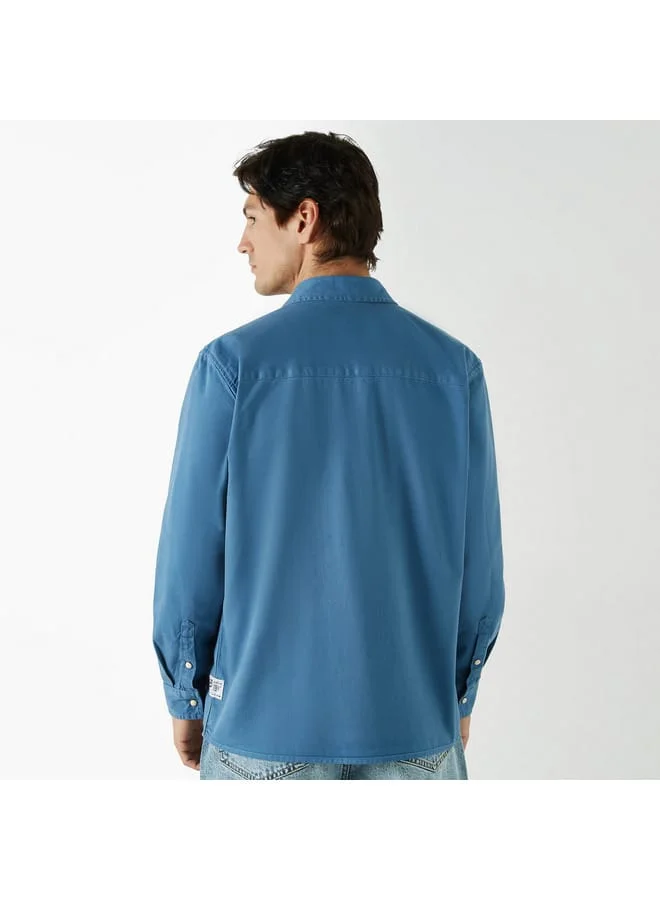 Ecko Unltd. Ecko Unltd Solid Shirt with Long Sleeves and Pockets