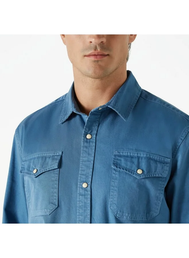 Ecko Unltd. Ecko Unltd Solid Shirt with Long Sleeves and Pockets