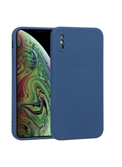 Silicone back cover MagSafe compatible with iPhone X and Xs Dark Blue