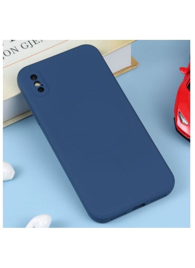 Silicone back cover MagSafe compatible with iPhone X and Xs Dark Blue