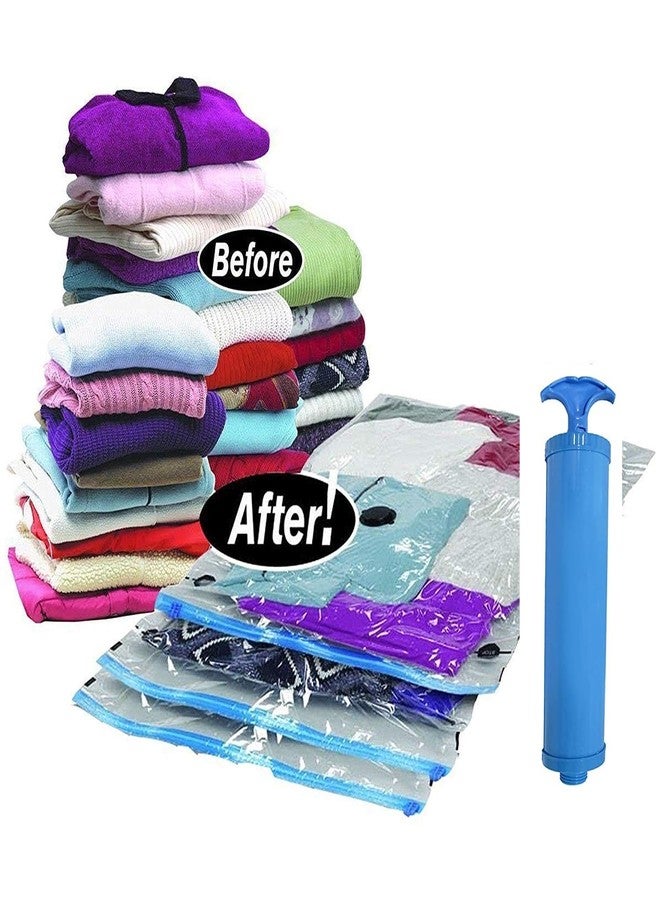 GBEX Reusable Ziplock Vacuum Storage Space Saver plastic Bags for Clothes with Travel Hand Pump - Pack of 6 (2S (50cmx60cm), 2M (60cmx80cm), 2L(70cmx100cm) - Image 4
