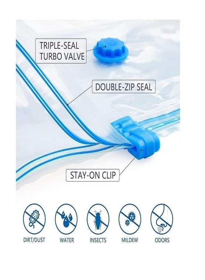 GBEX Reusable Ziplock Vacuum Storage Space Saver plastic Bags for Clothes with Travel Hand Pump - Pack of 6 (2S (50cmx60cm), 2M (60cmx80cm), 2L(70cmx100cm) - Image 5