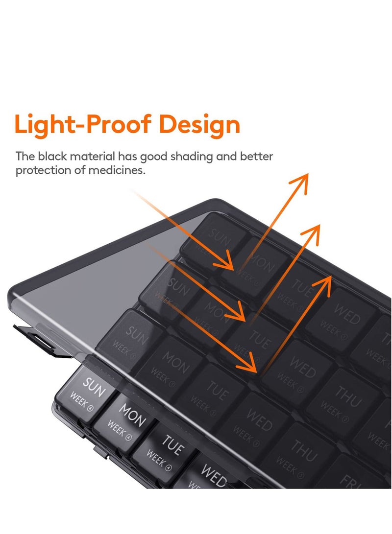 NIBEMINENT Monthly Pill Organizer, 28 Day Box, 4 Weeks One Month Cases, Vitamin Planner, Black - Image 5