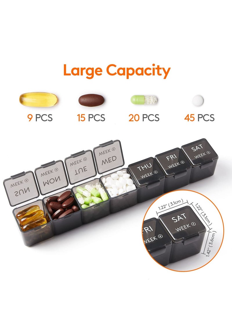 NIBEMINENT Monthly Pill Organizer, 28 Day Box, 4 Weeks One Month Cases, Vitamin Planner, Black - Image 4