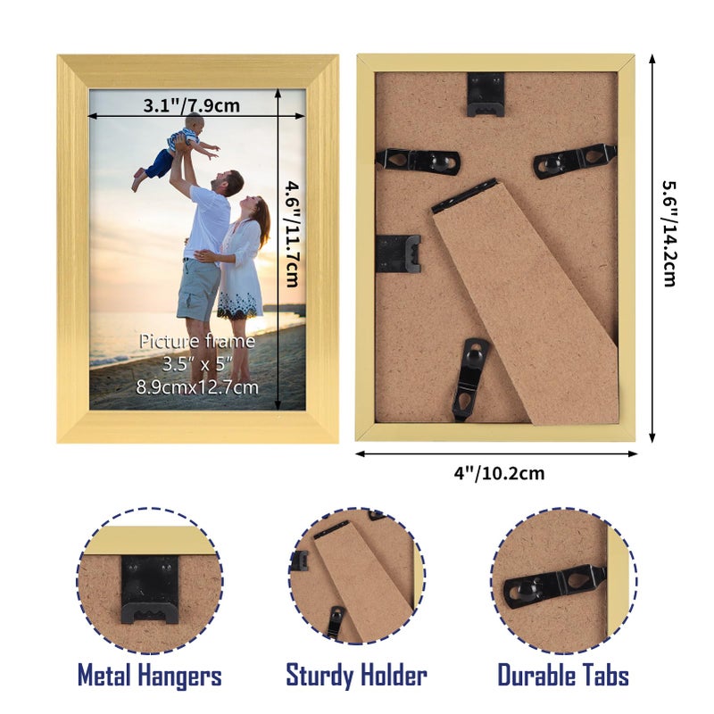 Hoikwo 18 Packs 3.5x5 Gold Multi Plastic Picture Frames Set with Plastic Cover for Family Photos, Artwork, Light Weight Bulk 3.5 by 5 Frames Pack for Wall Hanging and Table, Stylish Picture Frames - Image 2