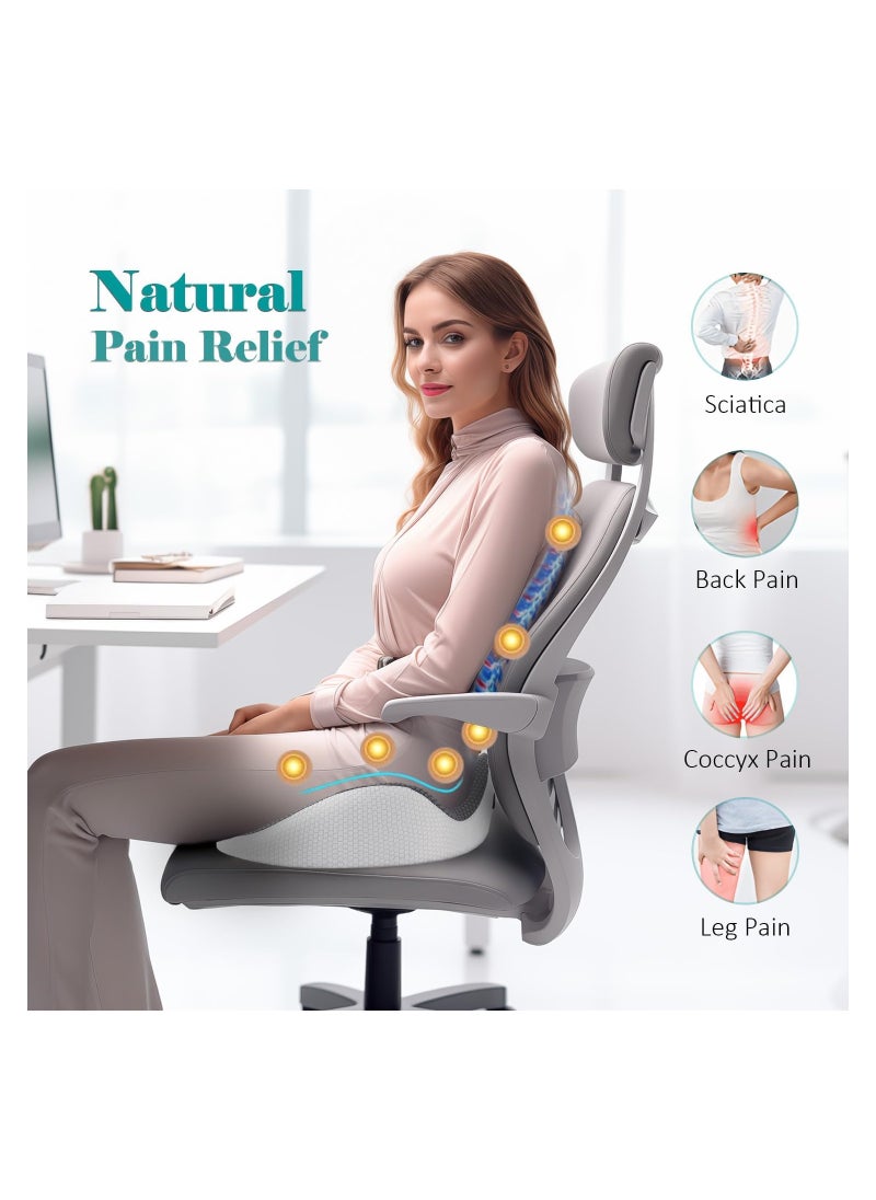 KASTWAVE Seat Cushion for Office, 3D Full Wrap Memory Foam Chairs Cushions, for Pressure Relief Sciatica and tailbone Back Pain Relief, Ergonomic Pillow Memory Foam Coccyx Pad for Office Home Car (Grey)  - Image 4