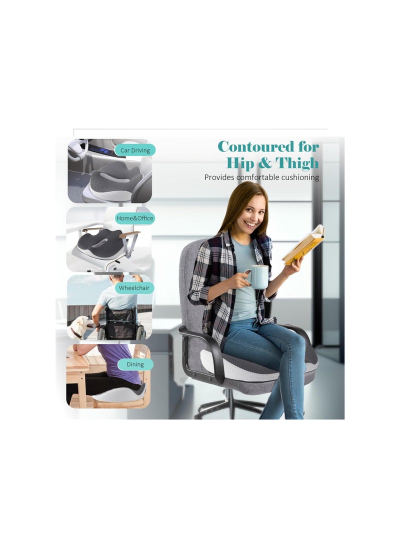 KASTWAVE Seat Cushion for Office, 3D Full Wrap Memory Foam Chairs Cushions, for Pressure Relief Sciatica and tailbone Back Pain Relief, Ergonomic Pillow Memory Foam Coccyx Pad for Office Home Car (Grey)  - Image 3