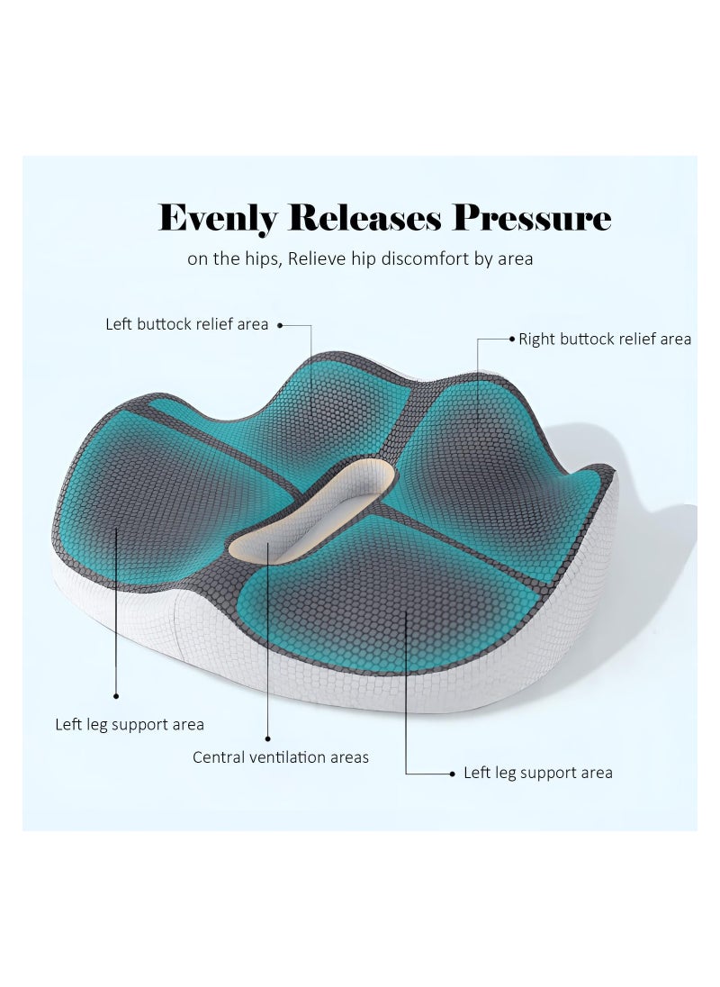 KASTWAVE Seat Cushion for Office, 3D Full Wrap Memory Foam Chairs Cushions, for Pressure Relief Sciatica and tailbone Back Pain Relief, Ergonomic Pillow Memory Foam Coccyx Pad for Office Home Car (Grey)  - Image 2