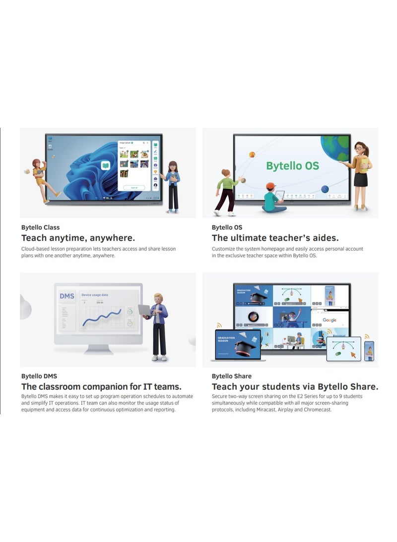 MAXHUB E2 E8621 86" 4K Interactive Display with Eye Care Technology for classrooms, training, and collaboration, 40Point Touchscreen & Android 13 board, and USB Type-C Connectivity - Image 3