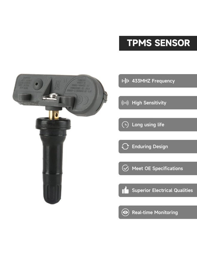 KISSUN Set of 4 - 433MHz TPMS Tire Pressure Monitoring System Sensors | Compatible with Ford Escape & Explorer (2006-2016), Ford Transit, E-150, Expedition | Replacement for Part# DV6T-1A180AA - Image 2