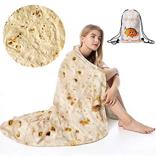Admitrack Tortilla Blanket, Funny Realistic Round Burrito Throw for Adults & Kids (Double Sided) - Image 1