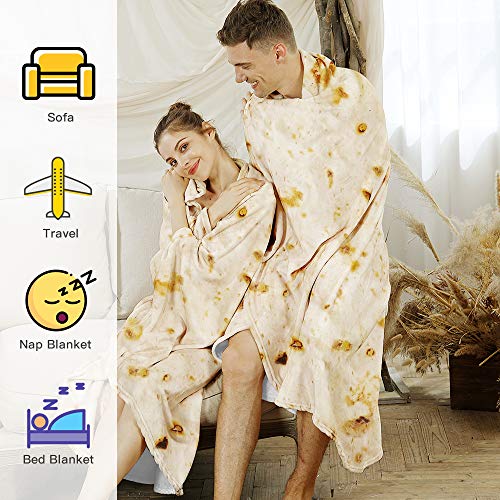 Admitrack Tortilla Blanket, Funny Realistic Round Burrito Throw for Adults & Kids (Double Sided) - Image 5