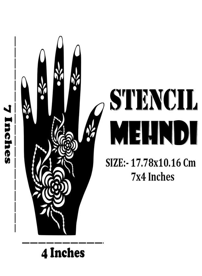 VANVATI Festive Floral Henna Design Mehndi Stencil Sticker Left & Right Hand Design Set Easy to Apply - Image 3