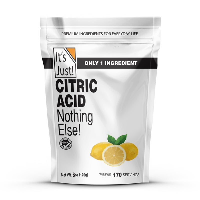 It's Just! - Citric Acid, Food Grade Flavor Enhancer Powder, Non-GMO, Great for Cooking, Cleaning, Bath Bombs, Natural Preservative (6 Ounces) - Image 1