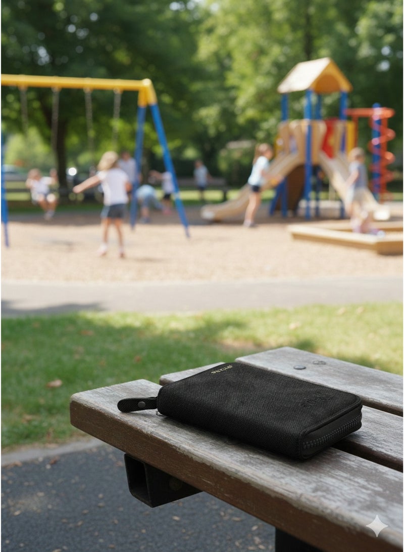 Focus 501 Slim Zippered Card Case – Black Matte Finish - Image 4