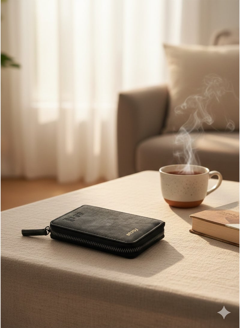 Focus 501 Slim Zippered Card Case – Black Matte Finish - Image 3