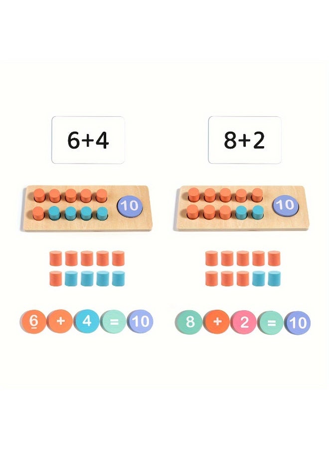 Capstro Wooden Counting & Number Recognition Board Montessori Ten Frame Set for Kids –  with Pegs, Addition & Subtraction Cards | Early Math Learning Toy for Preschool – Ten Frame Set - Image 5