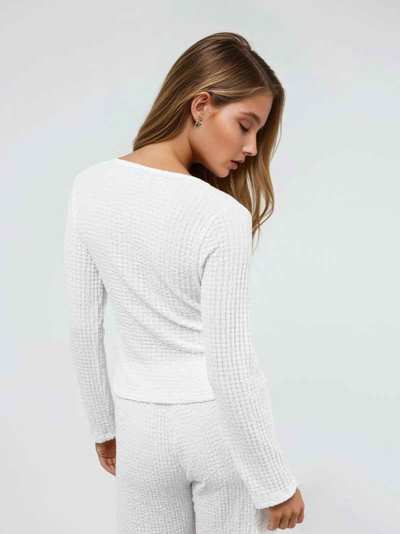 BUSEM Textured V-Neck Wrap Top with Belt - Image 5