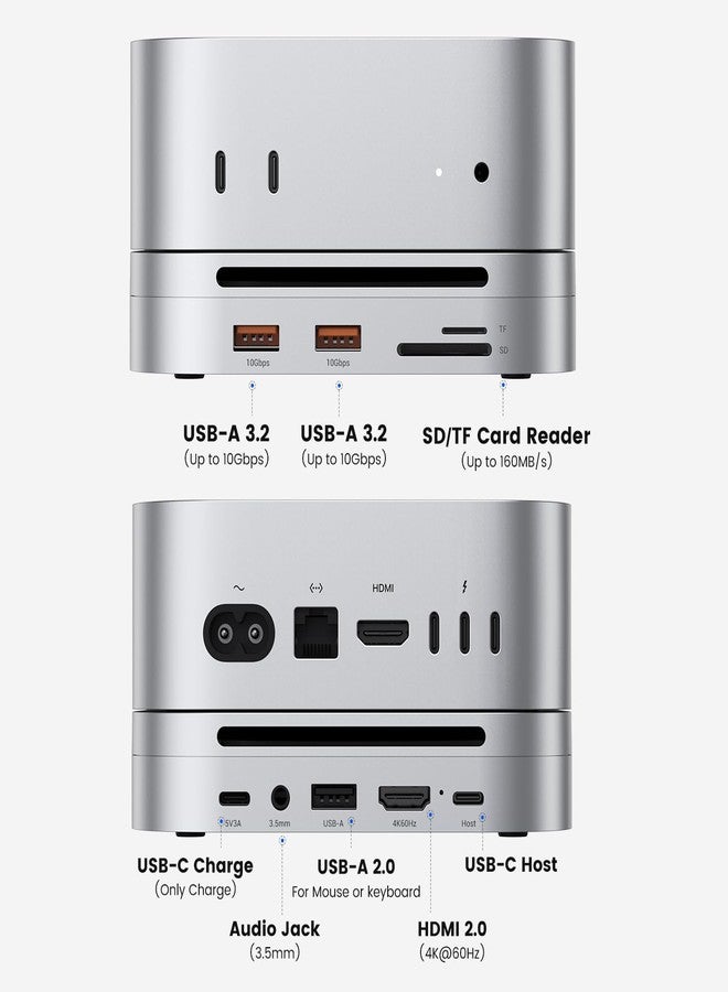 Dralaw Mac mini M4 Dock with NVMe SSD Enclosure, Mac mini M4 Hub 4K@60Hz HDMI, 2x10Gbps USB A, 1x5Gbps USB A, USB-C Charge, SD/TF, Audio 3.5mm, Mac mini Stand Docking Station for Mac mini M4/M4 Pro - Image 2