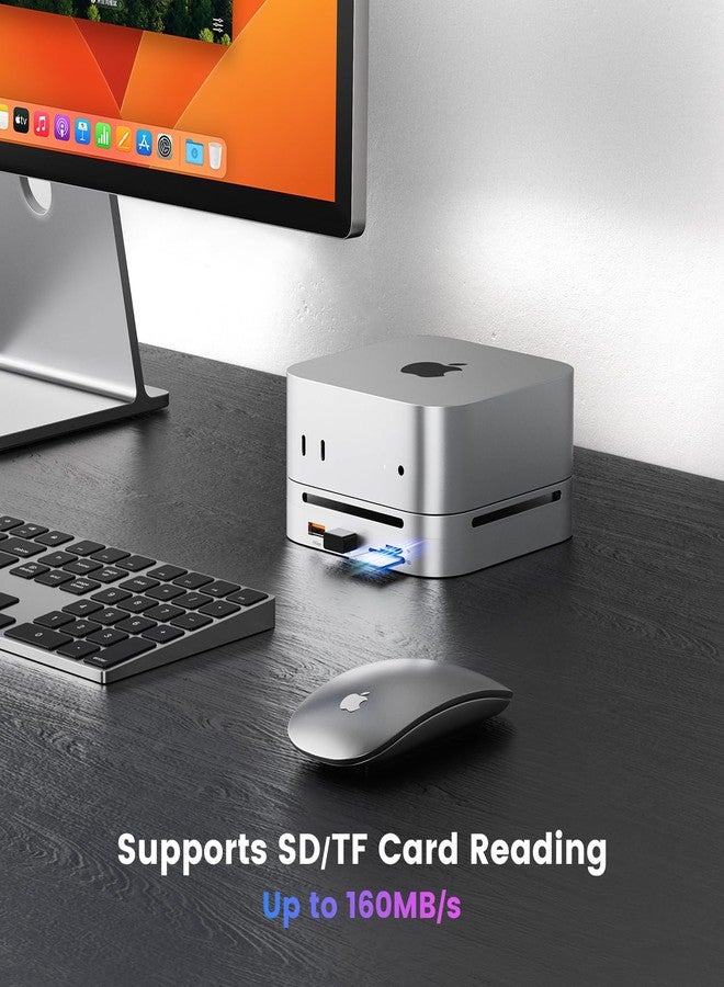 Dralaw Mac mini M4 Dock with NVMe SSD Enclosure, Mac mini M4 Hub 4K@60Hz HDMI, 2x10Gbps USB A, 1x5Gbps USB A, USB-C Charge, SD/TF, Audio 3.5mm, Mac mini Stand Docking Station for Mac mini M4/M4 Pro - Image 5