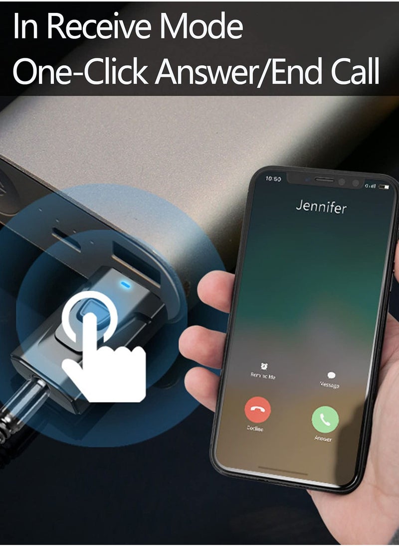 SYOSI جهاز إرسال USB بلوتوث 5.0، محول صوت لاسلكي صغير 4 في 1، محول بلوتوث AUX 3.5 مم، جهاز استقبال بلوتوث للسيارة للتلفزيون والكمبيوتر وسماعات الرأس ونظام ستيريو للمنزل  - Image 2