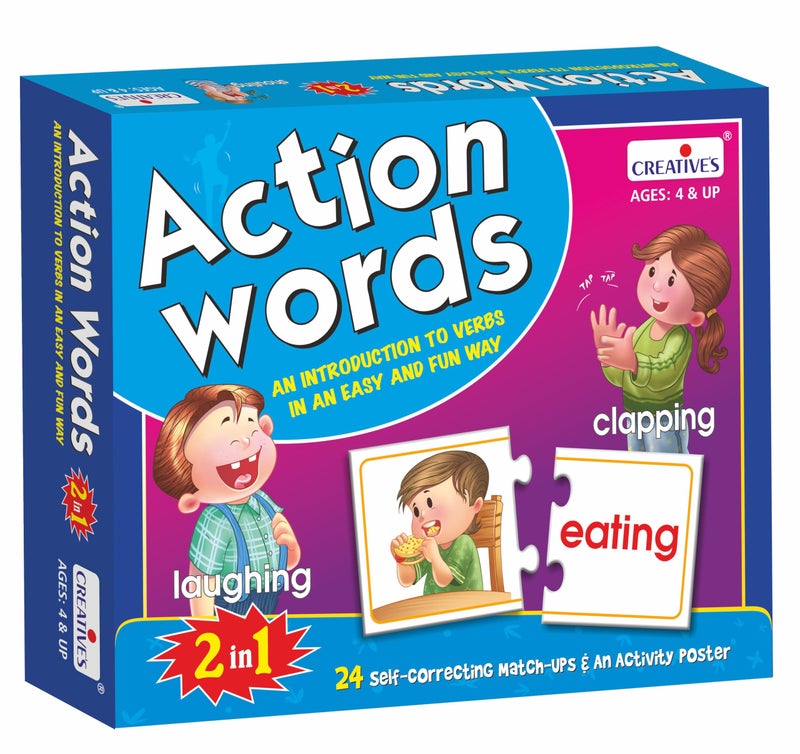 Creative's Action Words | Learn verbs in an Easy N Fun Way | Increase Vocabulary|Match Simple Actions with Correct Word Cards | Learning & Educational | Learning Games for Preschool | for Ages 4 & up - Image 1