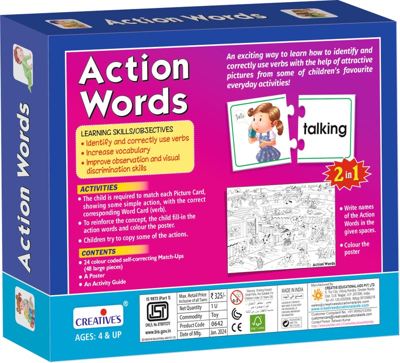 Creative's Action Words | Learn verbs in an Easy N Fun Way | Increase Vocabulary|Match Simple Actions with Correct Word Cards | Learning & Educational | Learning Games for Preschool | for Ages 4 & up - Image 5