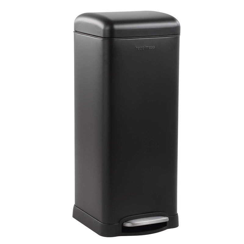 happimess HPM1007B Betty Retro 8Gallon StepOpen Trash Can with SoftClose Lid Fingerprint Resistant Modern Minimalistic for Home Kitchen Laundry Room Office Bedroom Bathroom Black