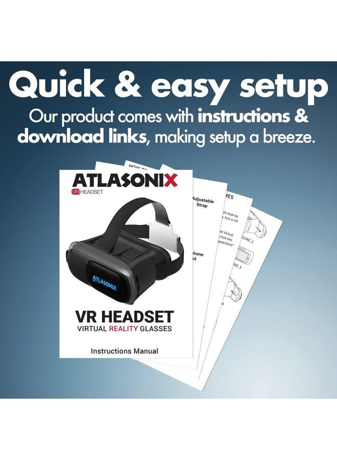 Atlasonix VR Headset Compatible with iPhone and Android Phones | VR Set Incl. Remote Control for Android Smartphones | 3D Virtual Reality Goggles w/Controller | Adjustable VR Glasses - Gift for Kids and Adults - Image 5