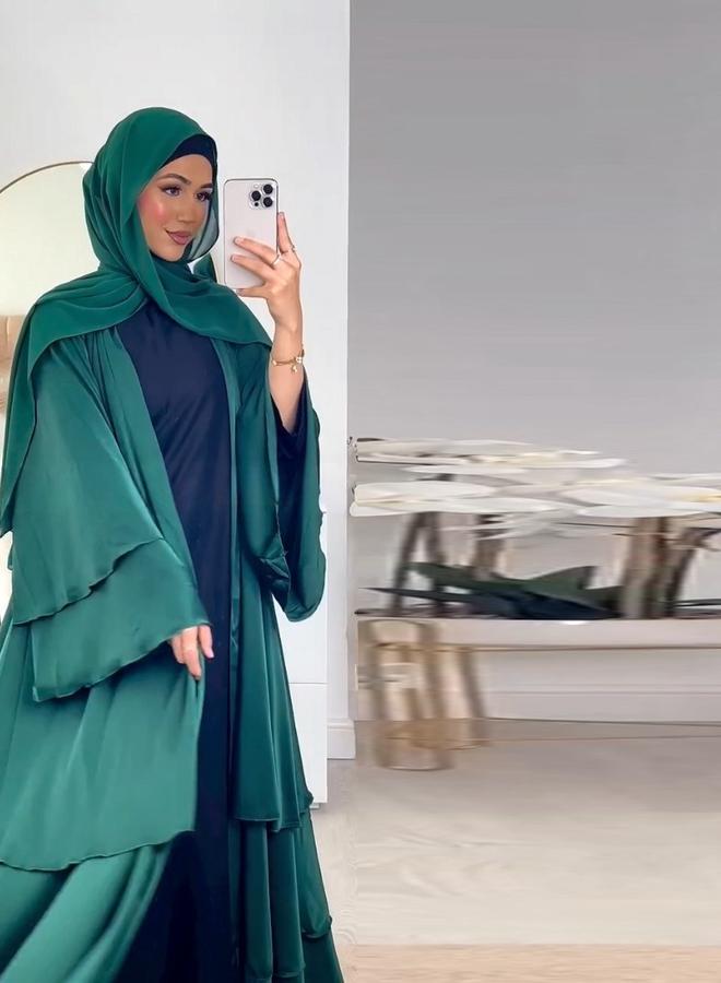 Take Two Emerald Green Plain Abaya - Image 2