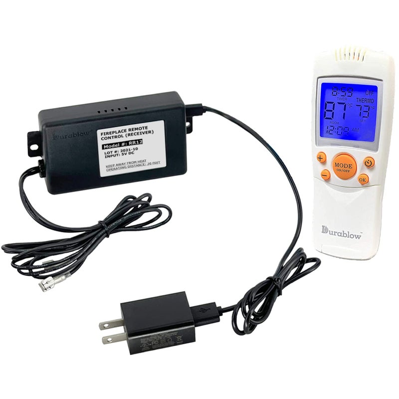Durablow TR2004 Gas Fire Fireplace On/Off Remote Control Kit + Thermostat + Timer + Backlit Transmitter for Millivolt Valve, IPI Module, Thermostat + Backlit Transmitter, 100-240VAC Input - Image 5