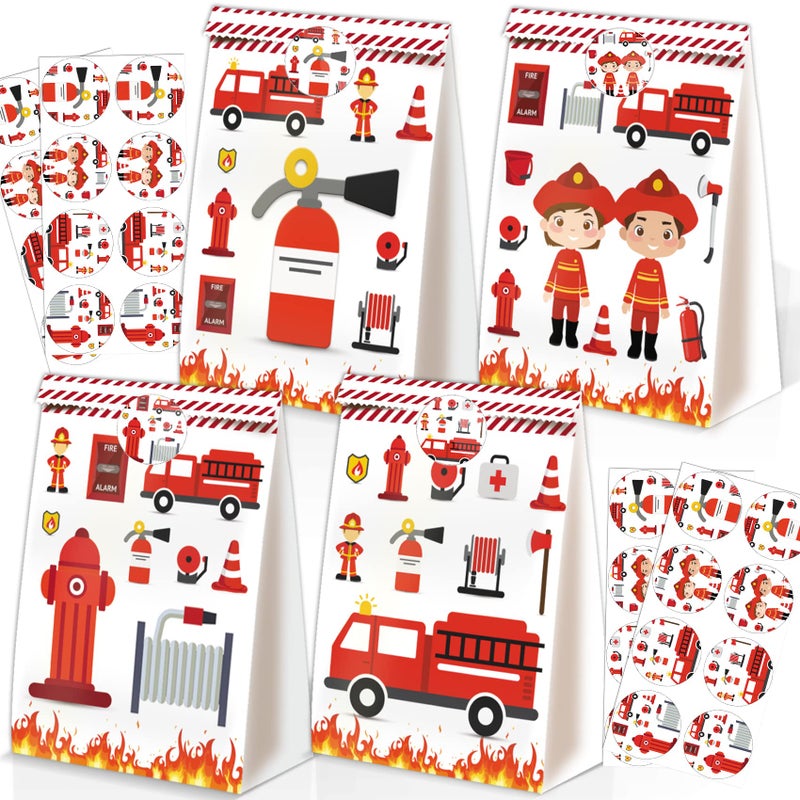 BQK 24pcs Firetruck Goodie Bags Fire Truck Birthday Party Supplies Firefighter Party Supplies Firetruck Birthday Decorations - Image 2
