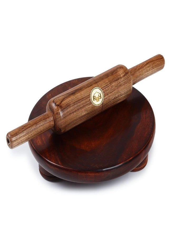 RBY Wooden Chakla/Roti Maker/Rolling Board (9 Inch) with Wooden Rolling Pin/belan (Brown) - Image 1
