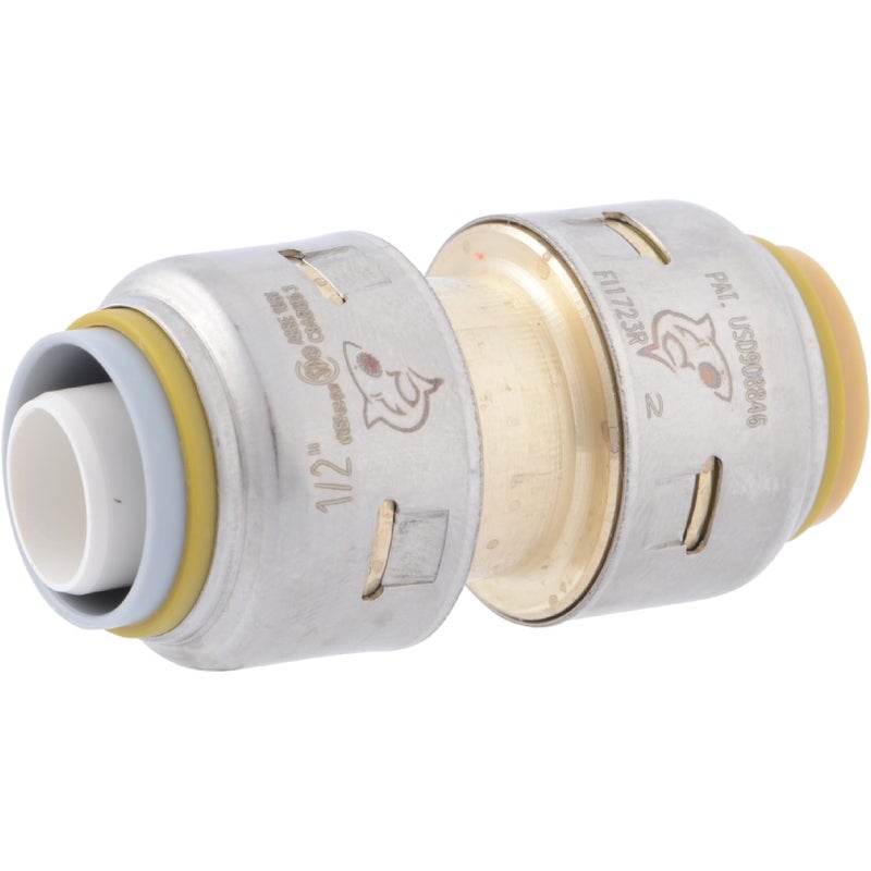 SharkBite Max 1/2 Inch Polybutylene Transition Coupling, Push to Connect Brass Plumbing Fitting, PEX Pipe, Copper, CPVC, PE-RT, HDPE, UR4008A - Image 1