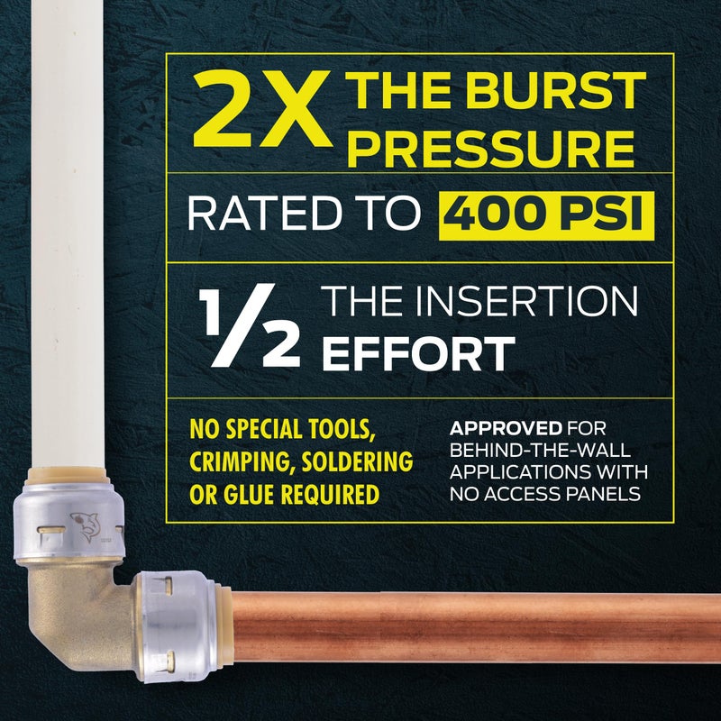 SharkBite Max 1/2 Inch Polybutylene Transition Coupling, Push to Connect Brass Plumbing Fitting, PEX Pipe, Copper, CPVC, PE-RT, HDPE, UR4008A - Image 3