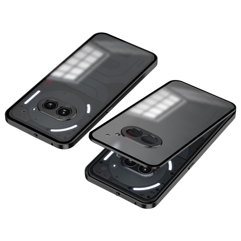 HuHa Case Cover For Nothing Phone 2a Snap Buckle Metal Frame Frosted Phone Case(Black) - Image 1