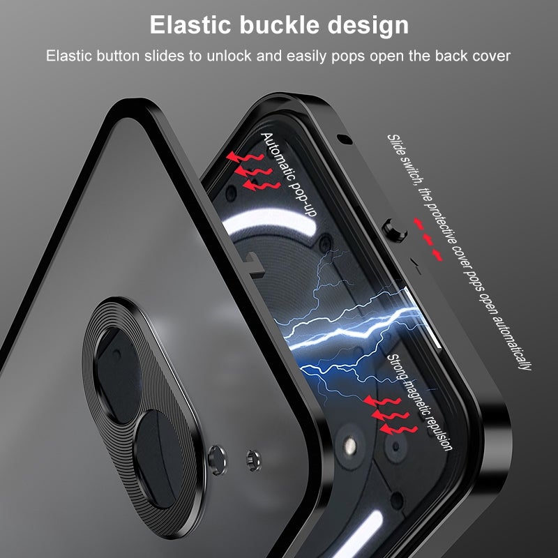 HuHa Case Cover For Nothing Phone 2a Snap Buckle Metal Frame Frosted Phone Case(Black) - Image 4
