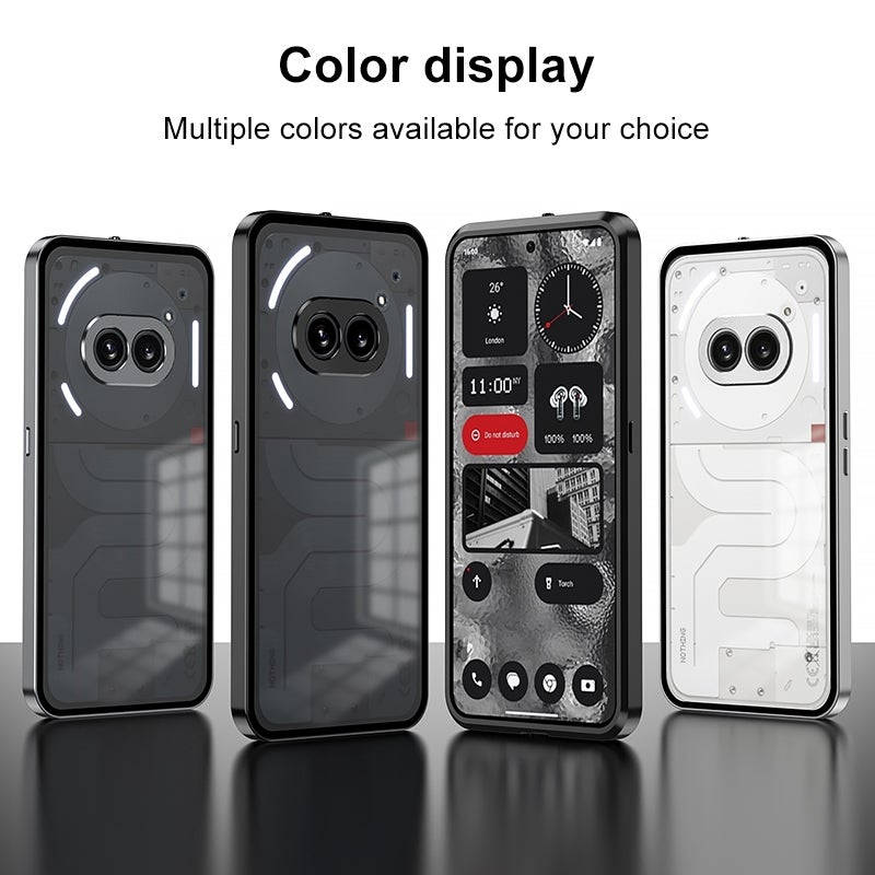 HuHa Case Cover For Nothing Phone 2a Snap Buckle Metal Frame Frosted Phone Case(Black) - Image 2