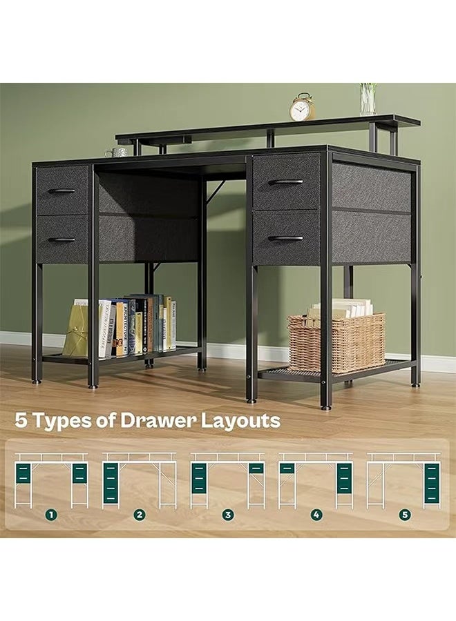 كيكي مكتب كمبيوتر أسود مع مساحة تخزين كبيرة للمكتب المنزلي أو غرفة النوم - Image 4