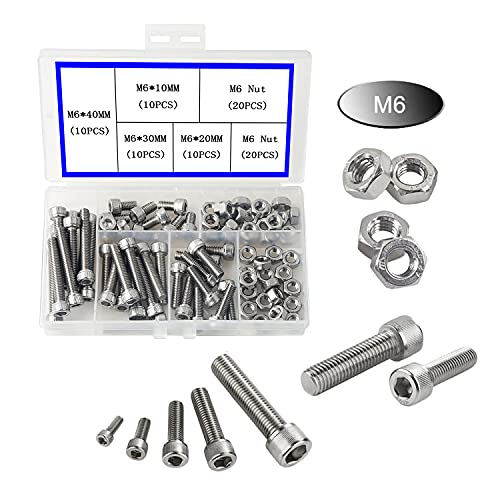 newlng M6 304 Stainless Steel Bolts and Nuts, Hex Flat Head Cap Bolts Screws Nuts Hexagon Socket Head Screw,Heavy Duty Hex Bolts Nuts Assortment, Head Mechanical Parts Combination Box - Image 4