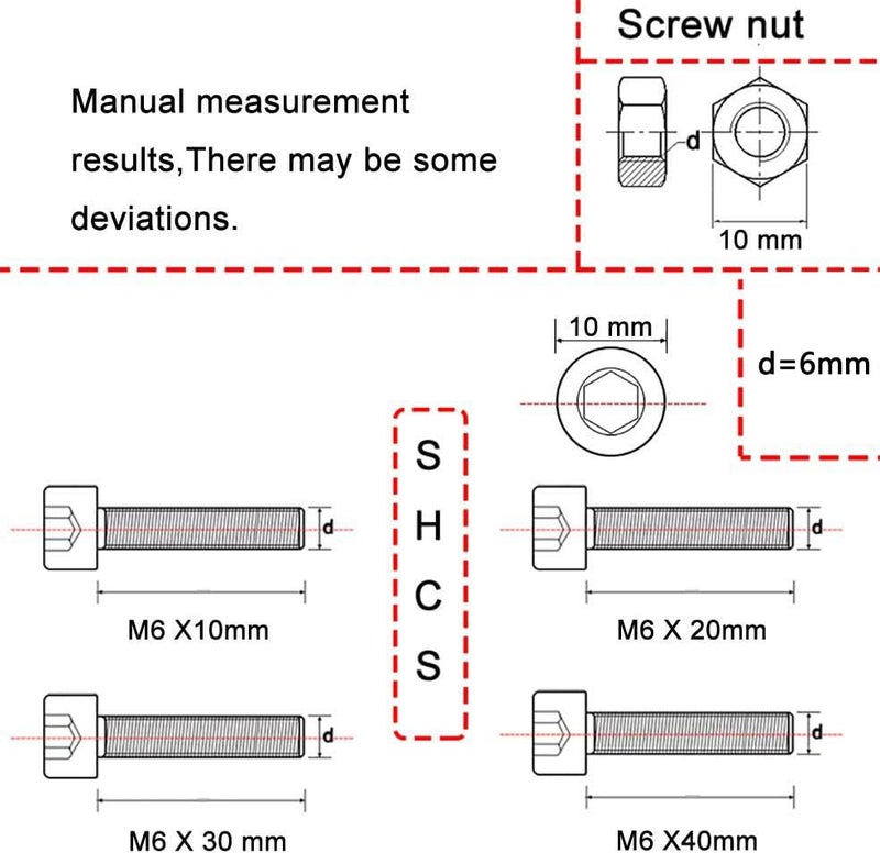 newlng M6 304 Stainless Steel Bolts and Nuts, Hex Flat Head Cap Bolts Screws Nuts Hexagon Socket Head Screw,Heavy Duty Hex Bolts Nuts Assortment, Head Mechanical Parts Combination Box - Image 2