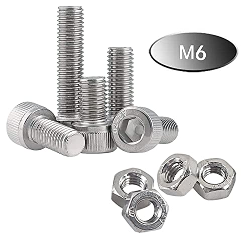 newlng M6 304 Stainless Steel Bolts and Nuts, Hex Flat Head Cap Bolts Screws Nuts Hexagon Socket Head Screw,Heavy Duty Hex Bolts Nuts Assortment, Head Mechanical Parts Combination Box - Image 3