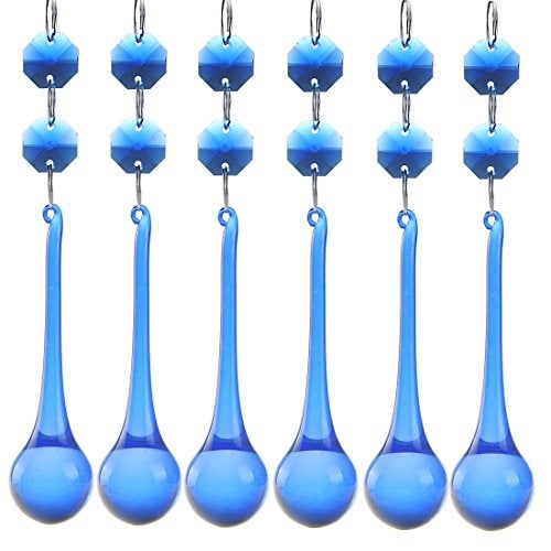 HD H&D 10pcs Crystal Raindrop With Octagon Beads Chandelier Prisms Pendants Lamp Curtain DIY Suncatcher Parts (Cobalt Blue) - Image 1