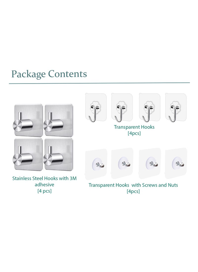 VIXEL 12 pcs Pack of Self Adhesive Stainless Steel Heavy Duty Wall Hooks for Hanging Towels Robes Hats Bags Keys and Other Items - pzsku/Z57039A685ECF2E58D00AZ/45/_/1694528650/acf48b19-a954-4a81-b02b-479fc926da95